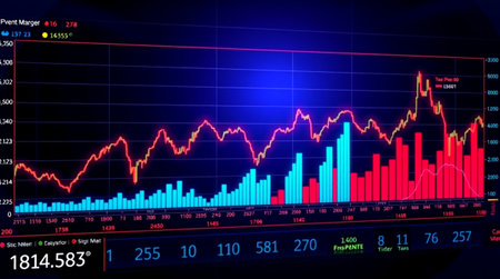 Stock market or forex trading graph and candlestick chart suitable for financial investment concept....