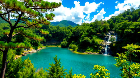 Waterfall in the mountains. Sochi, Russia. Summer landscape.の写真素材
