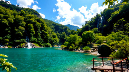 Landscape view of Plitvice Lakes National Park,Croatiaの写真素材