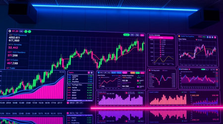3d rendering of stock market or forex trading graph on digital screen