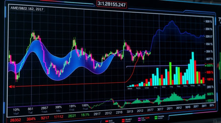 Stock market or forex trading graph and candlestick chart suitable for financial investment concept....