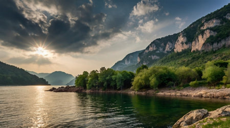 Panoramic view of Karagol Gorge at sunset, Turkey