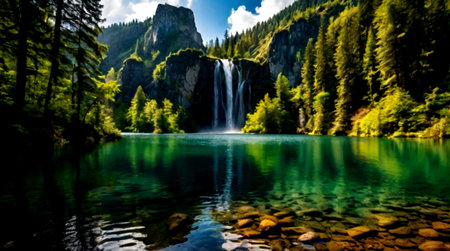 Waterfall in a serene natural setting