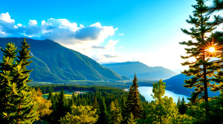 Sunset over Lake Louise, Banff National Park, Alberta, Canadaの写真素材