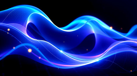 abstract blue waves on a dark background. 3d rendering.