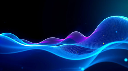 abstract wave background with glowing particles. 3d rendering, 3d illustration.