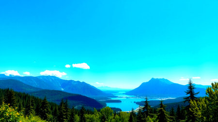 Mountains and lake in a national park.の写真素材