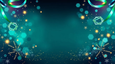 Christmas background with snowflakes and bokeh lights. Vector illustration.
