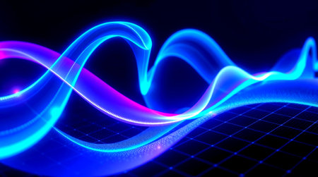 abstract blue waves on black background, computer generated abstract background, 3d render