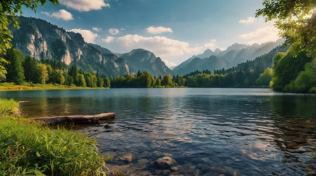 Panorama of Karagol (Black lake) a popular destination for tourists,locals and travelers in Eastern Black Sea,Savsat, Artvin, Turkeyの写真素材