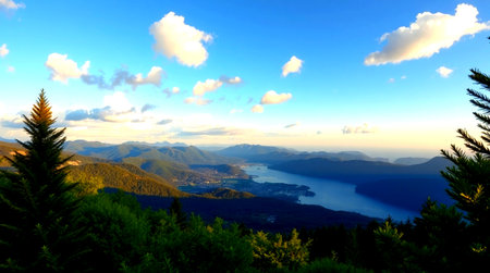 Panoramic view of the sea and mountains in Montenegro.