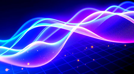 abstract technology background with glowing particles. 3d render illustration.