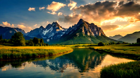Panoramic view of Grand Teton National Park, Wyoming, USAの写真素材