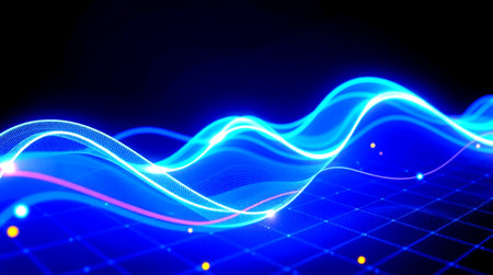 3d illustration of abstract background with glowing lines and particles. Futuristic technology...