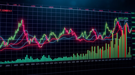 Stock market chart on digital screen. Finance and investment concept. 3D Rendering
