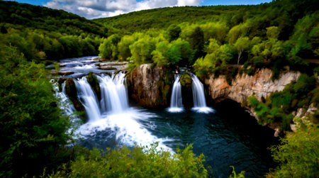 waterfall in Plitvice Lakes National Park,Croatiaの写真素材