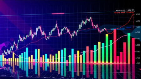 Stock market or forex trading graph and candlestick chart suitable for financial investment concept....