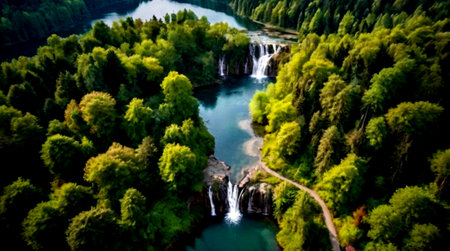 Aerial view of the Plitvice Lakes National Park in Croatia