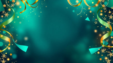 Christmas and New Year background with serpentine and confetti. Vector illustration.の写真素材