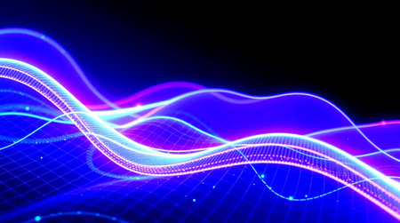 3d render, abstract background with blue and purple lines, 3d illustration