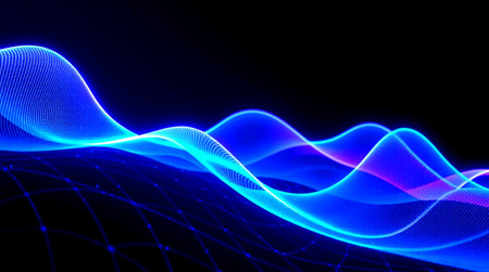 Abstract blue wave on dark background. 3D rendering, 3d illustration.