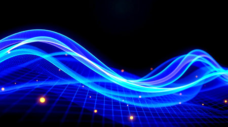 abstract technology background with blue glowing lines. 3d render illustration