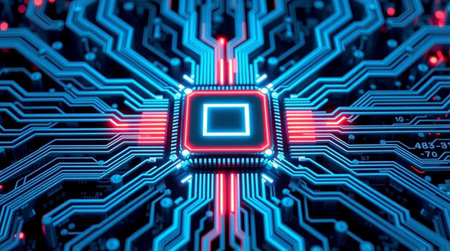 Circuit board futuristic background. 3d rendering, 3d illustration.