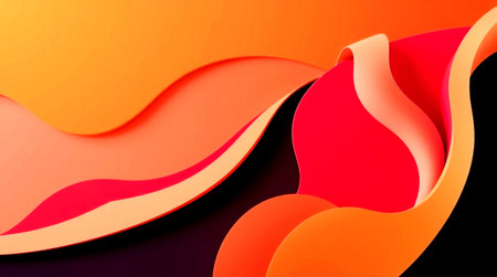 Abstract background with orange and red paper cut shapes. 3d rendering