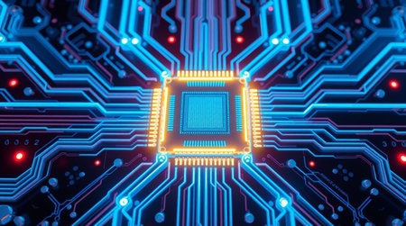 Circuit board background. 3d rendering, 3d illustration.