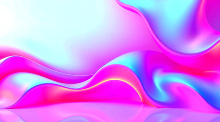 3d render, abstract background, iridescent pink and blue wavesの写真素材