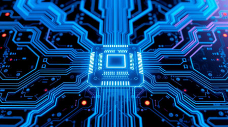 Circuit board background. Technology and science concept. 3D Rendering