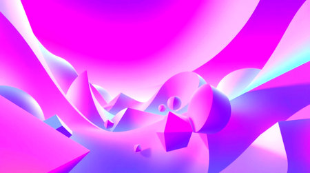 Abstract 3d rendering of geometric shapes in pink and blue colors.