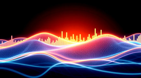 Futuristic sound wave. Abstract technology background. 3d rendering