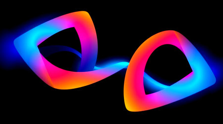 abstract background with two hearts in neon colors on a black background