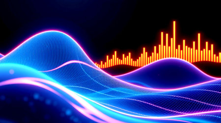 3d rendering of abstract digital sound waves on dark background. Sound wave technology concept.