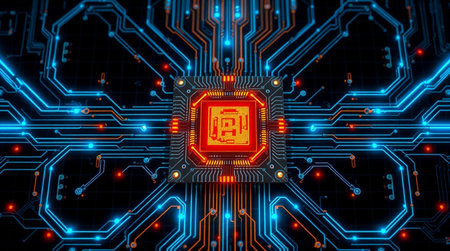 Abstract circuit board background. Technology concept. 3D Rendering.