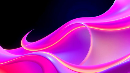 abstract background with purple and pink wavy lines on a black background