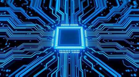 Circuit board futuristic technology background. 3d rendering, 3d illustration.