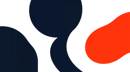 Abstract background with black and white stripes and red circles on white background