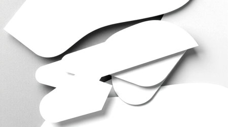White origami arrow on a white paper background. 3d illustrationの写真素材