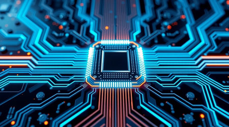Circuit board futuristic background. 3d rendering, 3d illustration.