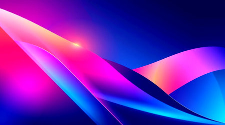 abstract background with blue, purple and pink wavy lines.