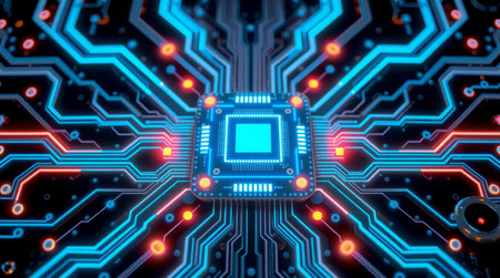 Circuit board background. 3d rendering, 3d illustration.