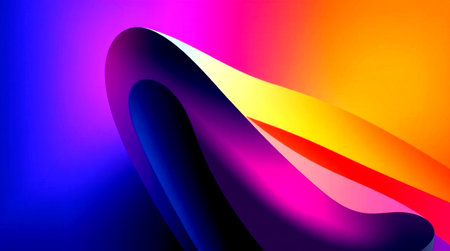 abstract colorful background with curved lines, 3d illustration, horizontal