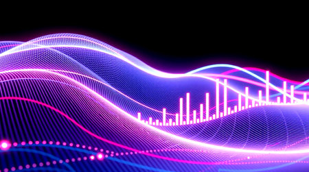 abstract background with blue and purple sound waves. 3d rendering