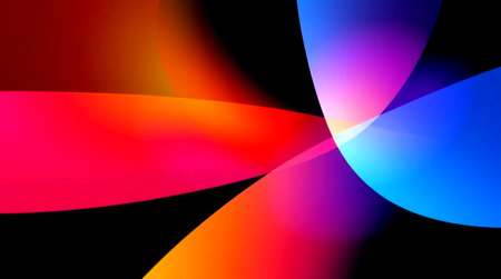 abstract background with colorful light curved lines, 3d render illustration