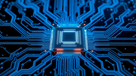 Circuit board. Technology background. 3d rendering, 3d illustration.