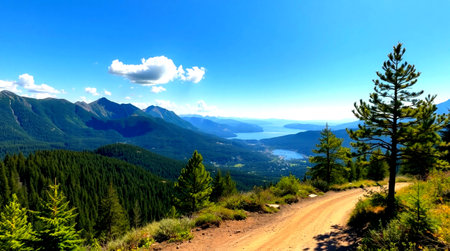 Panoramic view of Lake Tahoe in summer, California, USA