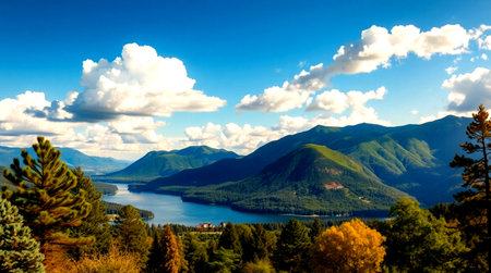 Lake Baikal, Siberia, Russia. Panoramic viewの写真素材