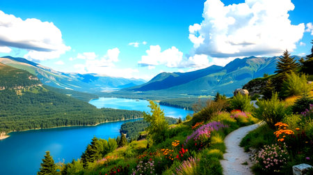 Beautiful summer landscape of Lake Louise, Banff National Park, Alberta, Canadaの写真素材
